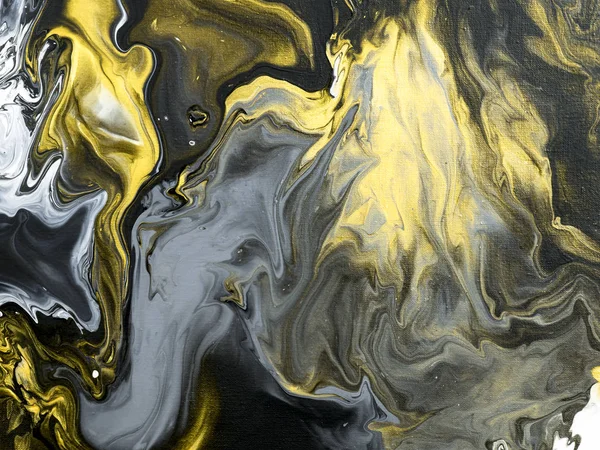 Abstract hand painted black and white with gold background