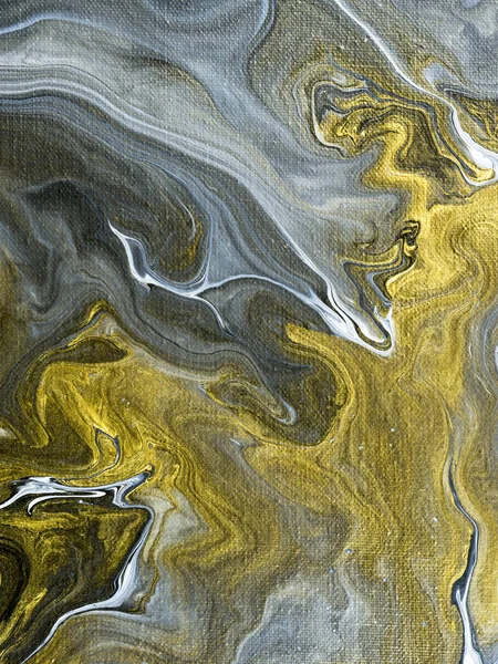 Abstracto pintado a mano en blanco y negro con fondo dorado —  Fotos de Stock