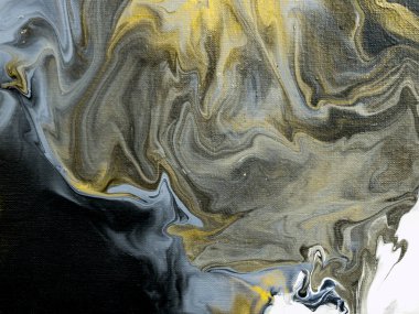 Soyut el siyah ve beyaz altın arka plan ile boyalı