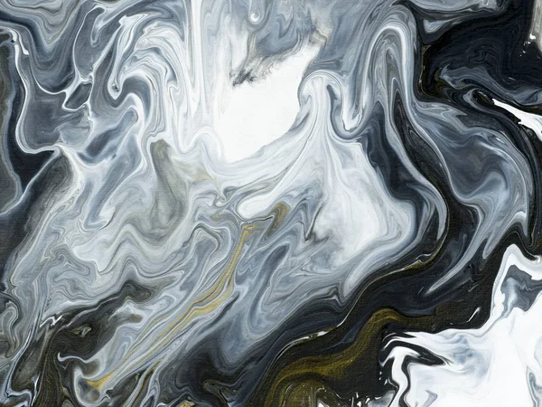 Abstract hand painted black and white with gold background