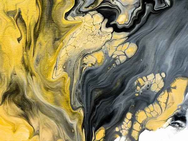 Abstract hand painted black and white with gold background