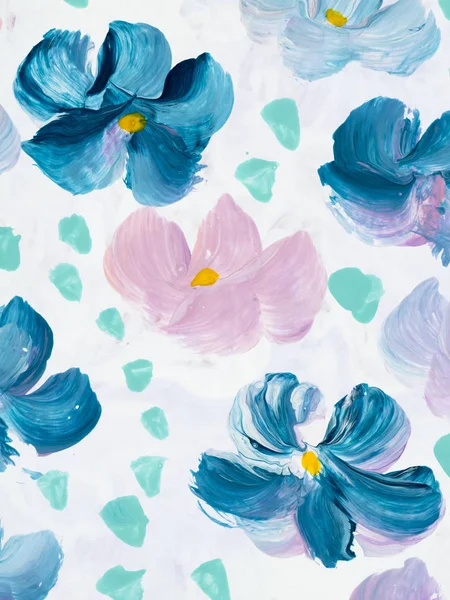 Abstract colorful flowers, hand painted background