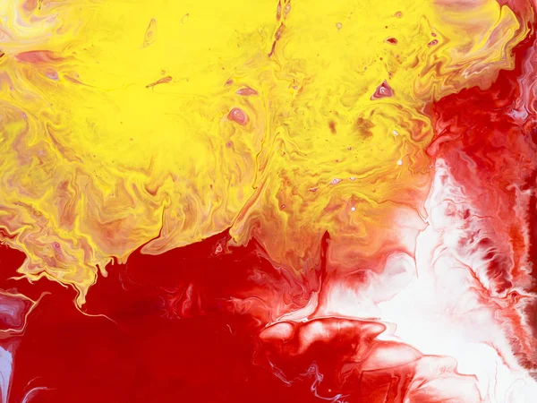 Rode en gele marmeren abstracte handgeschilderde achtergrond — Stockfoto