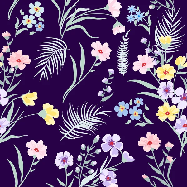 Patrón Sin Costura Floral Impresión Para Textiles Tela Papel Pintado — Vector de stock