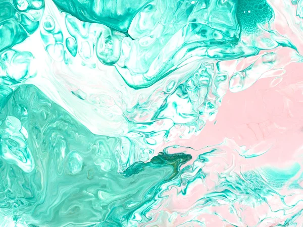 Zielona mięta i różowy ręcznie malowane tło — Zdjęcie stockowe