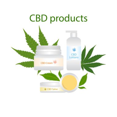 Cbd ürünleri krem, merhem, yeşil tıbbi marihuana ile losyon 