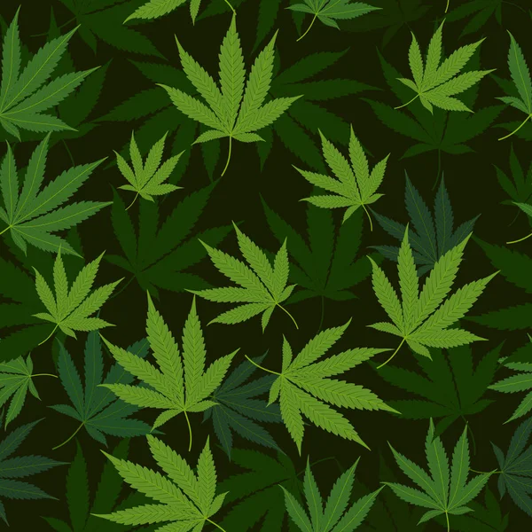 Marihuana medicinal deja patrón sin costura — Vector de stock