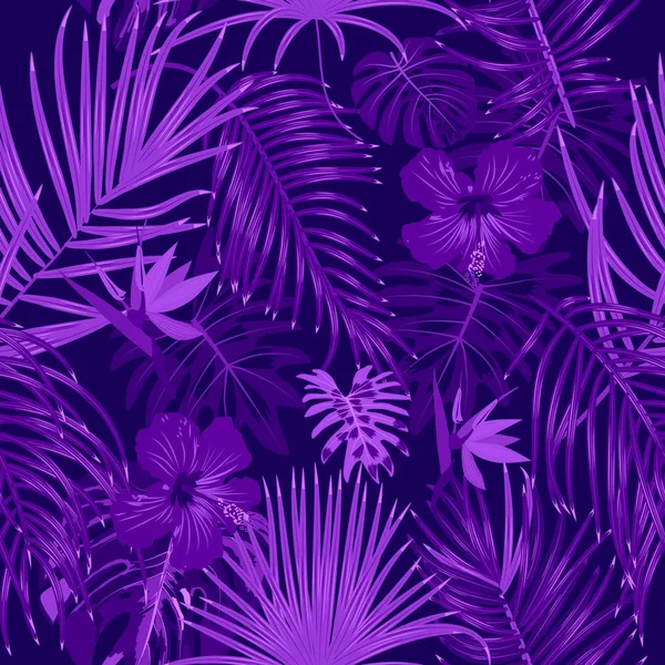 Vecteur jungle tropicale motif sans couture avec des feuilles de palmier — Image vectorielle