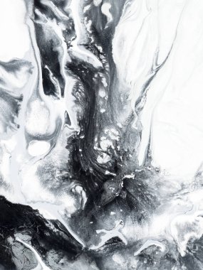 Siyah ve beyaz yaratıcı soyut el boyalı arka plan, marbl