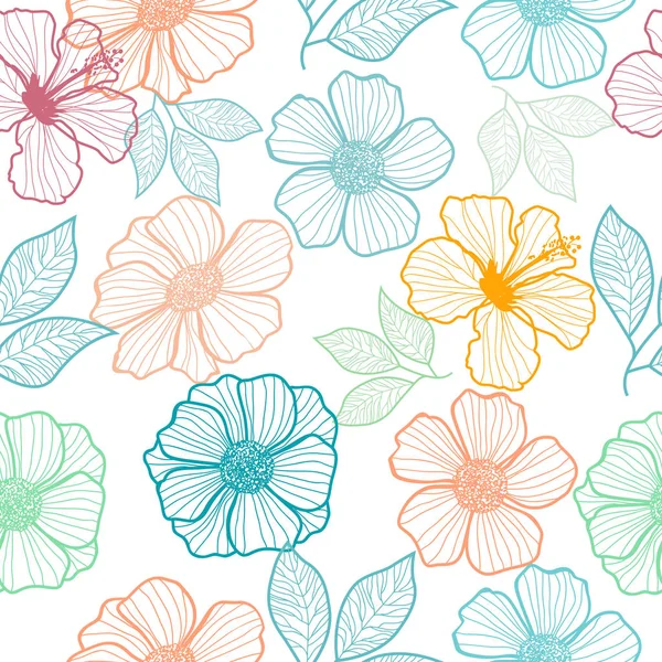 Vector flores patrón sin costura — Archivo Imágenes Vectoriales