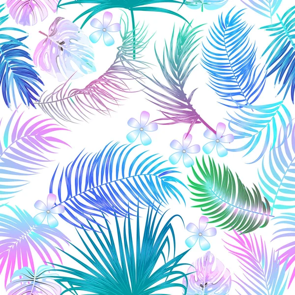 Jungle tropicale néon feuilles de palmier motif sans couture, vecteur backgr — Image vectorielle