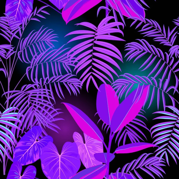 Tropische jungle palm bladeren naadloos patroon, vector achtergrond — Stockvector