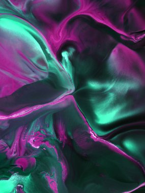 Yaratıcı neon, soyut el boyası arka plan, pembe ve yeşil t