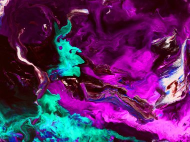 Yaratıcı neon, soyut el boyası arka plan, pembe ve yeşil t