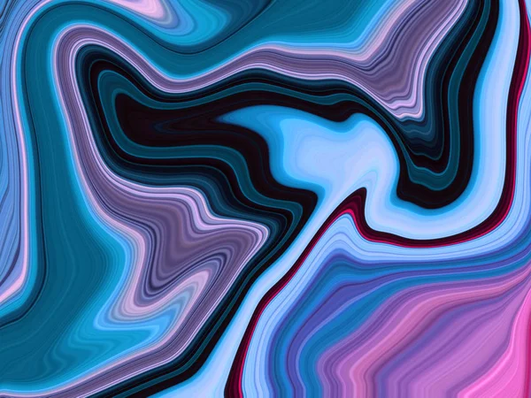 Blue and pink liquid abstract stripes freely-flowing shapes with — Stock Photo, Image