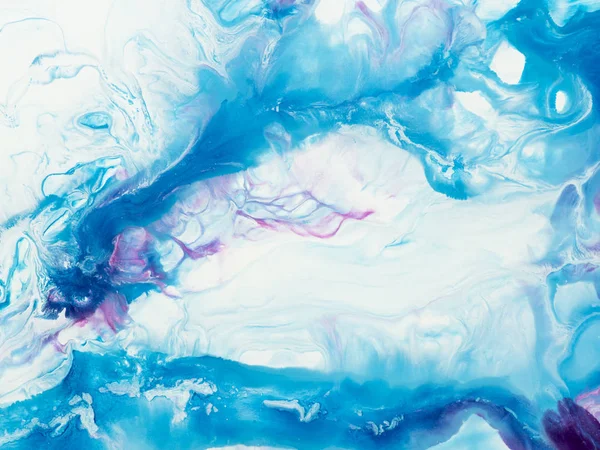 Lukisan seni abstrak dalam warna merah muda dan biru, pai tangan kreatif — Stok Foto