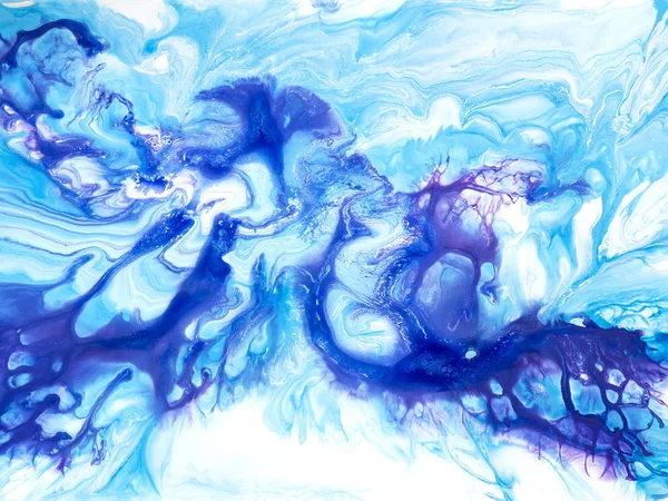 Lukisan seni abstrak dengan warna biru, tangan kreatif dilukis kembali — Stok Foto