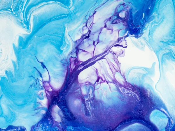 Pintura abstracta de arte en colores azules, creativa pintada a mano —  Fotos de Stock