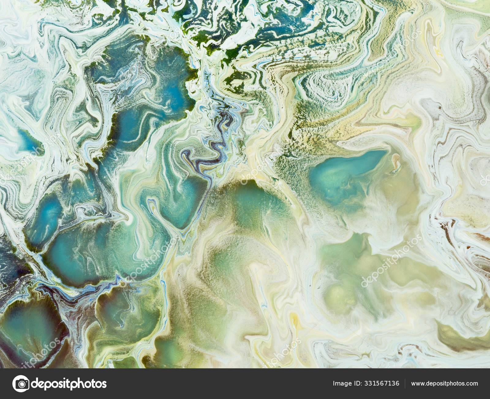 Abstract art blue and green painting, creative hand painted back Stock