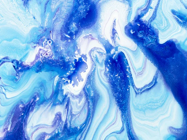 Modrá kreativní abstraktní ručně malované pozadí, textuře mramoru — Stock fotografie