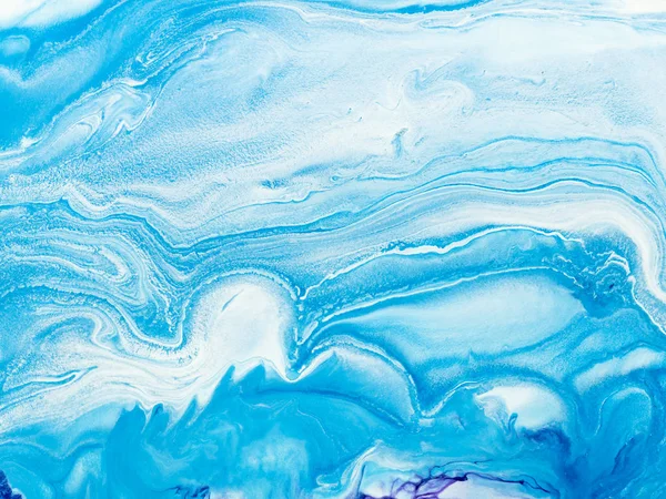 Blå kreativa abstrakt handmålade bakgrund, marmor textur — Stockfoto