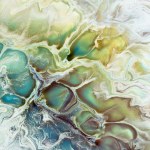 Abstract kunst blauw en groen schilderen, creatieve hand terug geschilderd