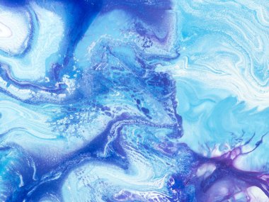 Mavi ve mor soyut el boyası arkaplan, Marbl