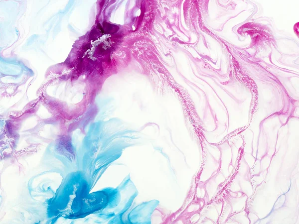 Absztrakt művészet festmény rózsaszín és kék színekben, kreatív kéz pai — Stock Fotó