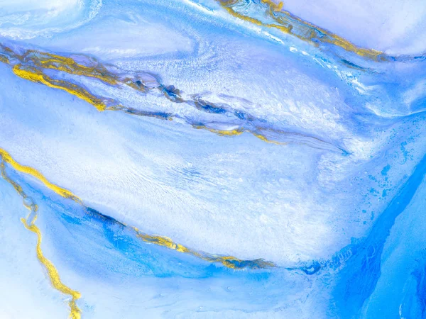 Blu con oro creativo astratto dipinto a mano sfondo, marmo — Foto Stock