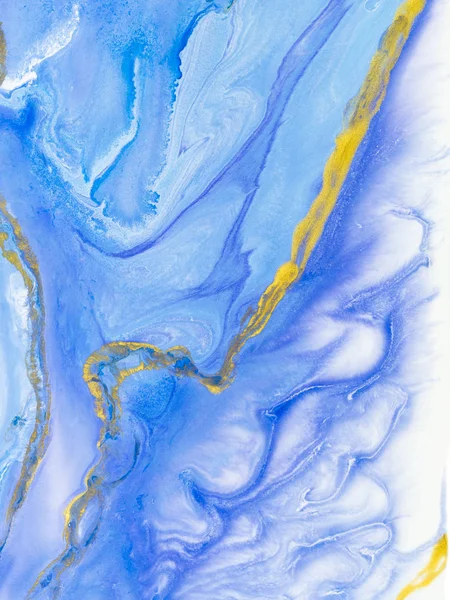 Blå med guld kreativ abstrakt handmålad bakgrund, marmor — Stockfoto
