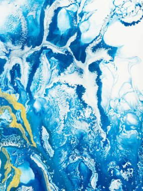 Klasik Mavi, altın sarısı, yaratıcı, soyut, arka plan boyalı.