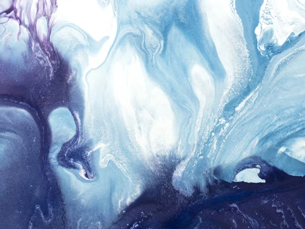 Kék kreatív absztrakt kézzel festett háttér, márvány textúra — Stock Fotó
