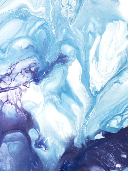 蓝色和紫色富有创意的抽象手绘背景，大理石 — 图库照片