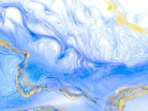Blu con oro creativo astratto dipinto a mano sfondo, marmo — Foto Stock