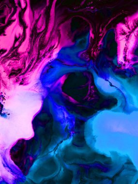 Neon Pembesi ve Mavi yaratıcı tablo, soyut el resmi