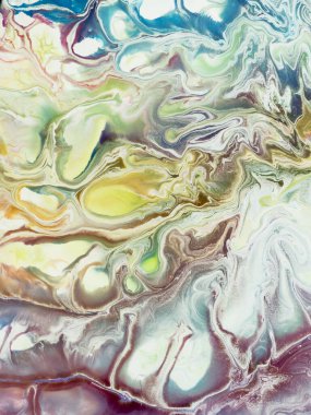 Soyut sanat mavisi ve yeşil resim, yaratıcı el boyası arkaplan, mermer doku, akrilik boya parçası sıvı sanat eserleri, soyut okyanus. Modern sanat. Çağdaş sanat.