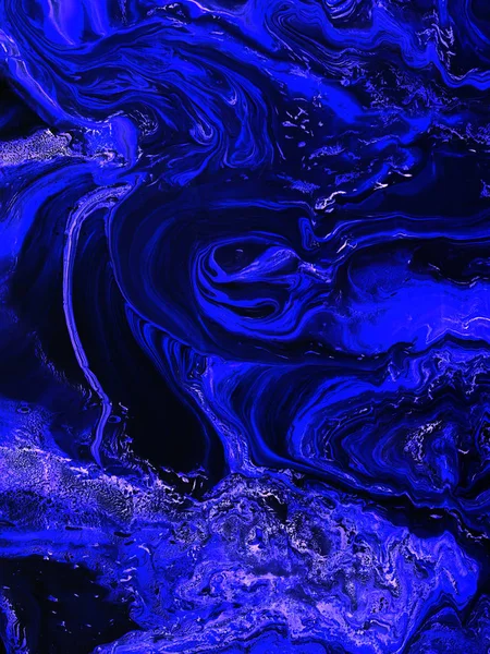 Pintura Creativa Azul Neón Fondo Abstracto Pintado Mano Textura Mármol — Foto de Stock
