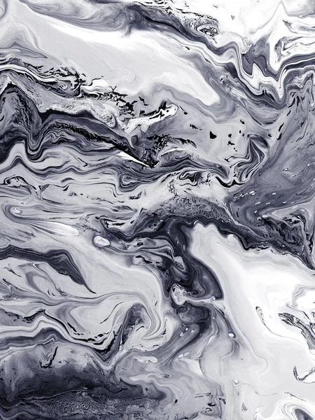 Černobílá Kreativní Malba Abstraktní Ručně Malované Pozadí Mramorová Textura Akrylová — Stock fotografie