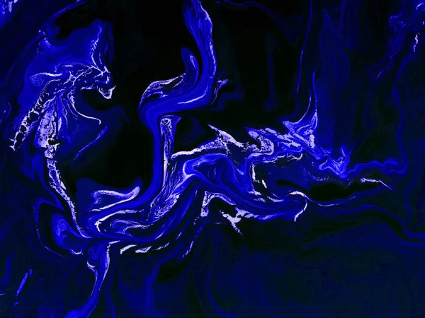 Неоновий Синій Творчий Живопис Абстрактний Пофарбований Рукою Фон Мармурова Текстура — стокове фото