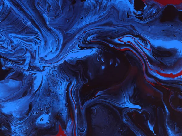 Klassisk Blå Neon Och Röd Kreativ Abstrakt Handmålad Bakgrund Marmor — Stockfoto