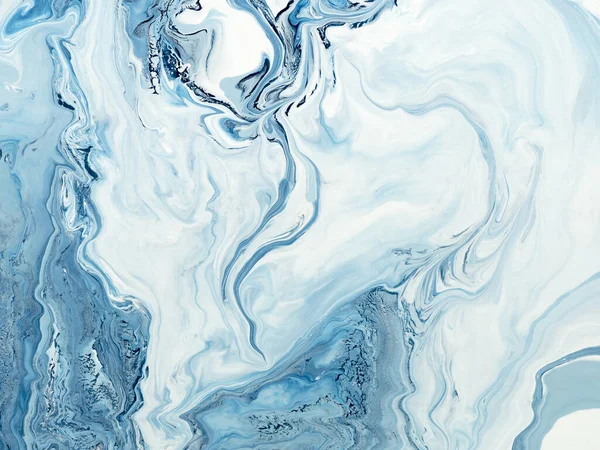 Blå Kreativ Målning Abstrakt Handmålad Bakgrund Marmorstruktur Fragment Akrylmålning Duk — Stockfoto