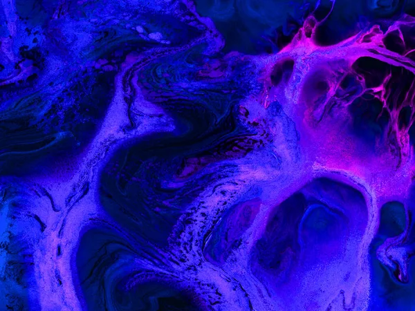 Розовые Синие Неоновые Цвета Творческий Абстрактный Ручной Окрашенный Фон Мраморная — стоковое фото