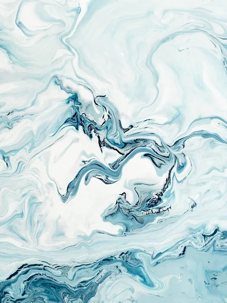 Modrá Kreativní Malba Abstraktní Ručně Malované Pozadí Mramorová Textura Akrylová — Stock fotografie
