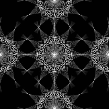 Siyah arkaplan üzerinde soyut beyaz yıldızların geometrik vektörsüz deseni, doku kumaşı, kartlar, düğün davetiyeleri, duvar kağıdı için.