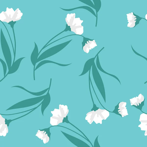 Bloemen Naadloos Patroon Met Witte Bloemen Vectorachtergrond — Stockvector