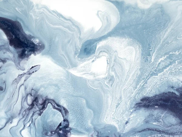 Mavi Soyut Boyası Arka Plan Mermer Dokular Soyut Okyanus Tuval — Stok fotoğraf