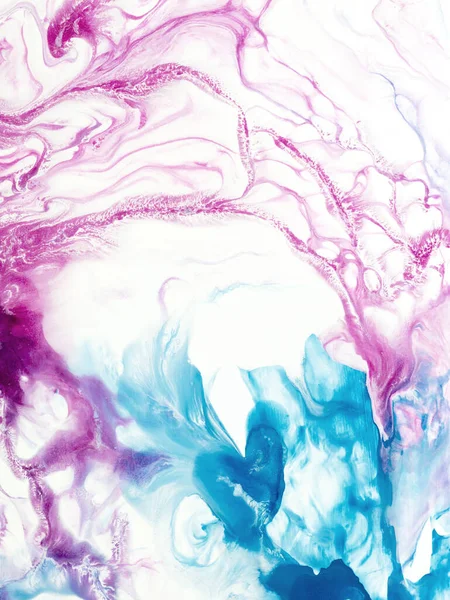 Голубой Розовым Творческим Фоном Мраморной Фактурой Океаном Акриловой Росписью Кантах — стоковое фото