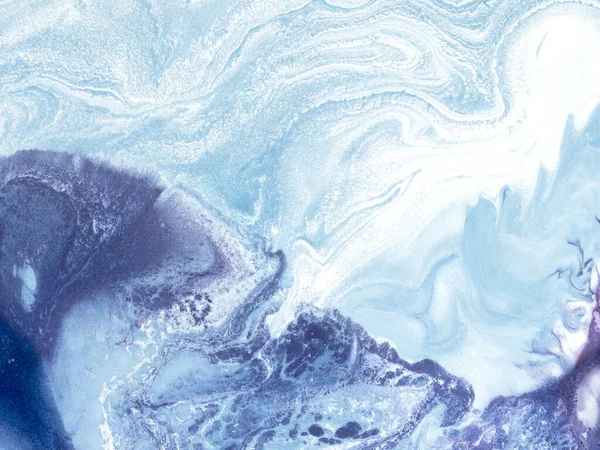 青の創造的な抽象的な手の背景 大理石の質感 抽象的な海 キャンバス上のアクリル絵具を描いた 現代美術 現代美術 — ストック写真