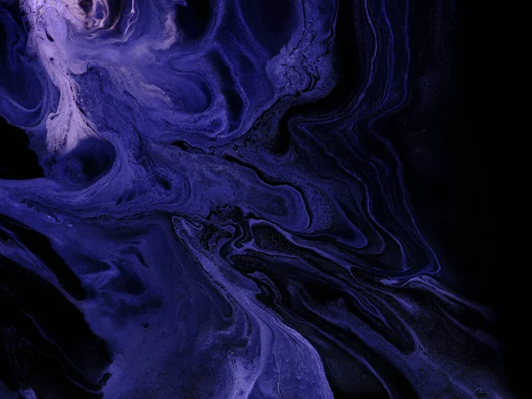 Dunkelblauer Kreativer Abstrakter Handbemalter Hintergrund Marmorstruktur Abstrakter Ozean Acrylmalerei Auf — Stockfoto