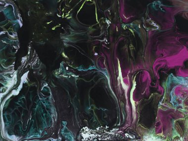 Neon soyut sanat eseri, yaratıcı el yapımı arka plan, tuvalin üzerinde sıvı akrilik boya, mermer dokular. Çağdaş sanat.